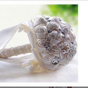 Handmade Luxury Wedding Bridal Bouquet, Silk Rose Holding  Artificial Fl…